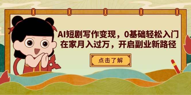 AI短剧写作变现，0基础轻松入门，在家月入过万，开启副业新路径跨境课程-外贸教程-精品网课-电商运营课库课堂
