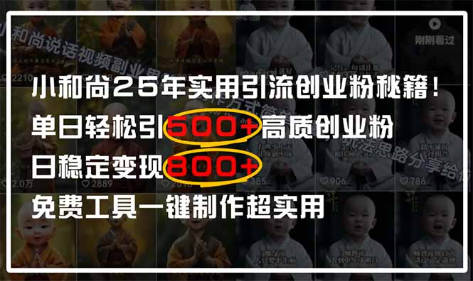 小和尚2025年实用引流秘籍！单日轻松引500+高质量创业粉，日变现800+，…跨境课程-外贸教程-精品网课-电商运营课库课堂