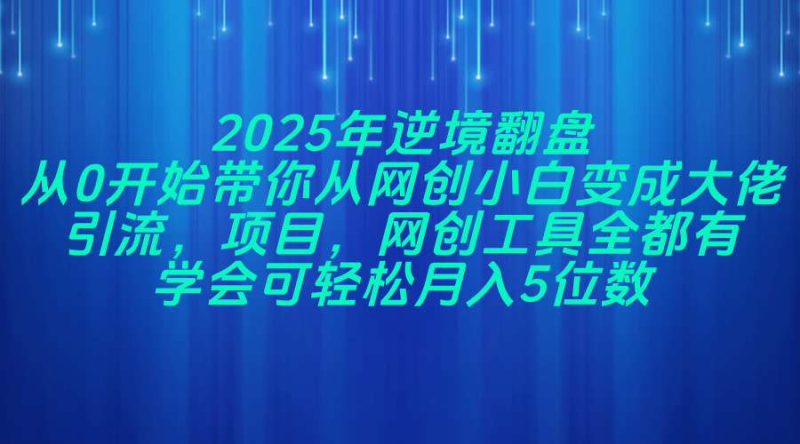 2025年逆境翻盘，从0开始带你从网创小白变成大佬，引流，项目，网创工…跨境课程-外贸教程-精品网课-电商运营课库课堂