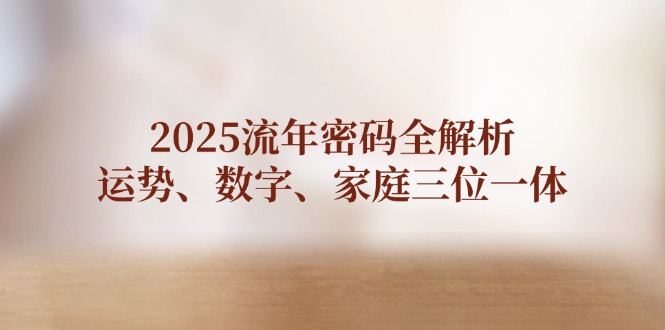 2025流年密码全解析，运势、数字、家庭三位一体跨境课程-外贸教程-精品网课-电商运营课库课堂