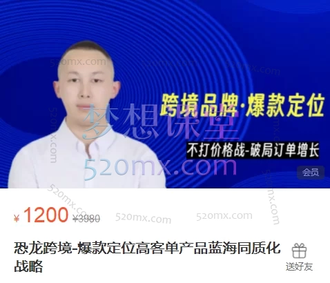 恐龙跨境-爆款定位高客单产品蓝海同质化战略跨境课程-外贸教程-精品网课-电商运营课库课堂
