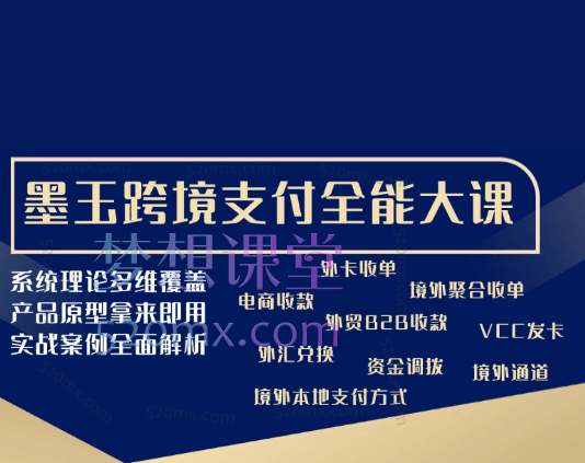 墨玉跨境支付全能大课，实战案例全面解析跨境课程-外贸教程-精品网课-电商运营课库课堂