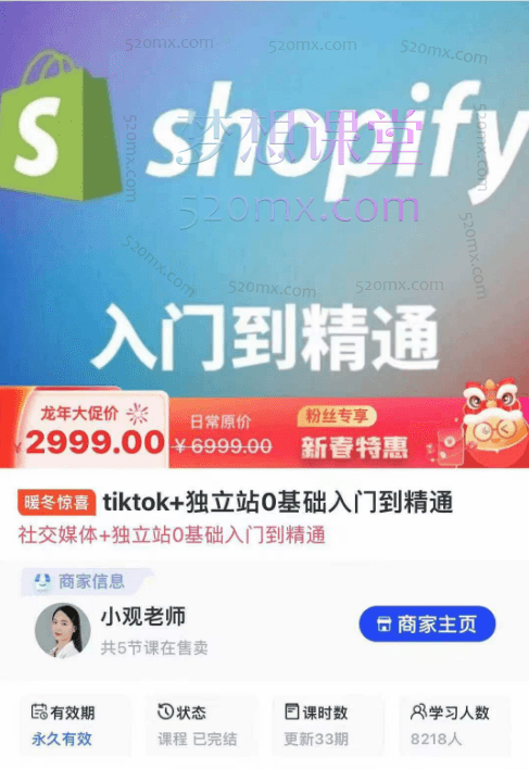 小观老师Tiktok+独立站0基础入门到精通跨境课程-外贸教程-精品网课-电商运营课库课堂