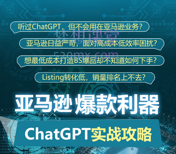 亚马逊爆款利器：ChatGPT实战攻略，以最低成本和最高效率打造BS爆品跨境课程-外贸教程-精品网课-电商运营课库课堂