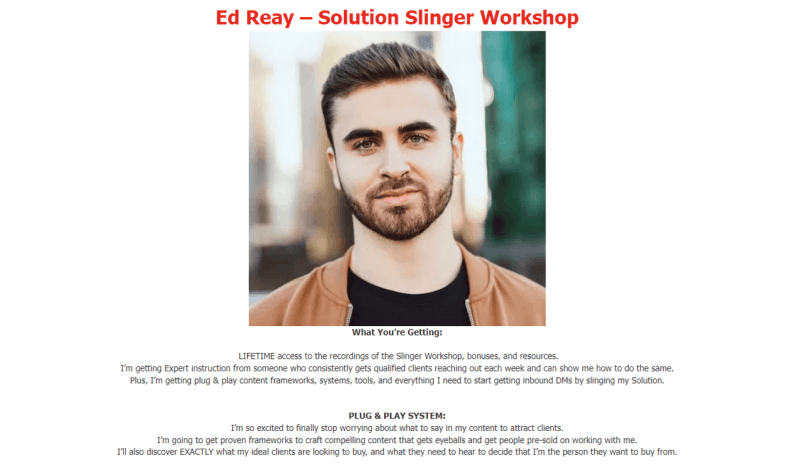 Ed Reay 解决方案营销工作坊课程：快速打造获客内容 + 私信引流跨境课程跨境课程-外贸教程-精品网课-电商运营课库课堂