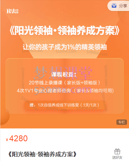 R法学园《阳光领袖·领袖养成方案》让你的孩子成为1％的精英领袖跨境课程-外贸教程-精品网课-电商运营课库课堂