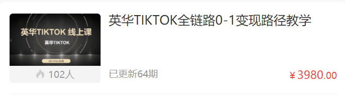 英华TIKTOK全链路0-1变现路径教学跨境课程-外贸教程-精品网课-电商运营课库课堂