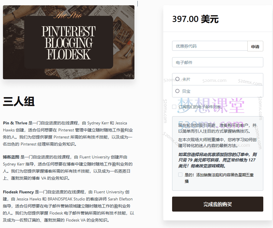 从Pinterest到博客，再到Flodesk，轻松打造你的高利润业务！(价值$397美金)跨境课程-外贸教程-精品网课-电商运营课库课堂
