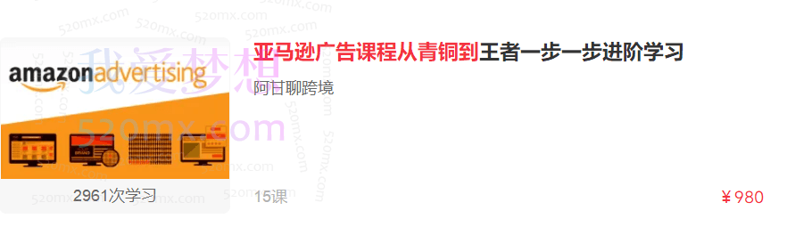 阿甘聊跨境亚马逊广告课程从青铜到王者一步一步进阶学习跨境课程-外贸教程-精品网课-电商运营课库课堂