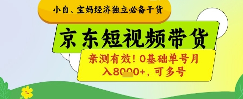 小白宝妈经济独立必备干货，京东短视频带货，亲测有效!0基础单号月入8k+，可多号跨境课程-外贸教程-精品网课-电商运营课库课堂