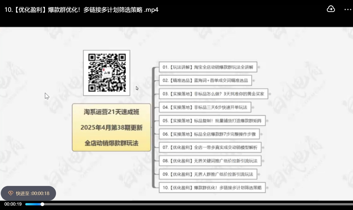 白凤电商淘系运营 21 天速成班（2025 年 4 月更新）：淘宝 / 天猫全链路运营 + 免费 / 付费流量玩法，0 基础可落地