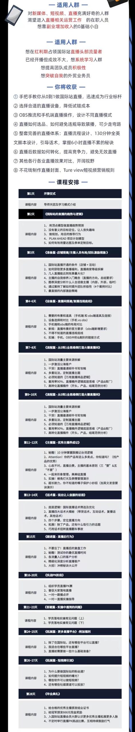 泽启星 28 天阿里国际直播训练营 0 基础玩转国际站直播 询盘自由营销课-课库课堂 泽启星 28 天阿里国际直播训练营 0 基础玩转国际站直播 询盘自由营销课-课库课堂