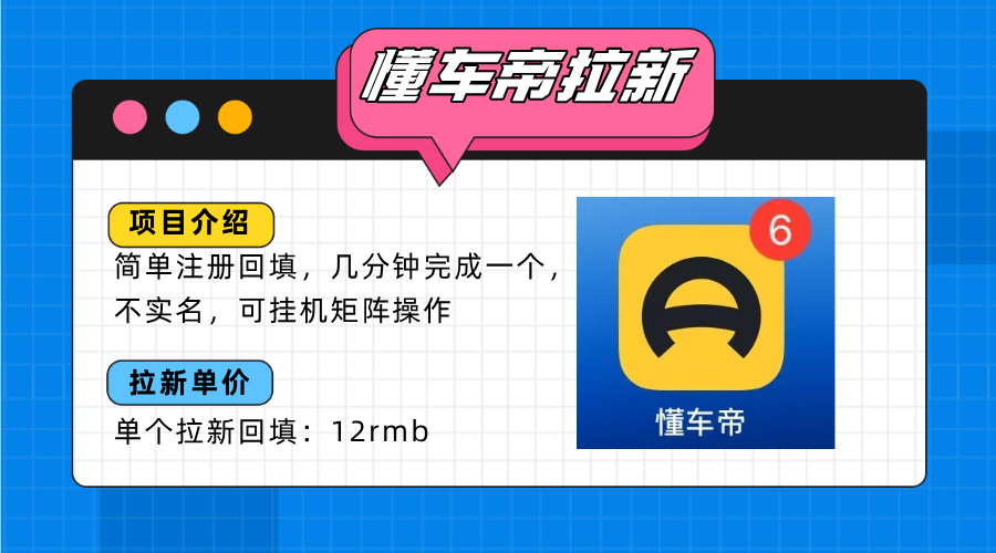 懂车帝邪修拉新玩法，简单注册回填，不sm，单个拉新12rmb，轻松日入200+跨境课程-外贸教程-精品网课-电商运营课库课堂