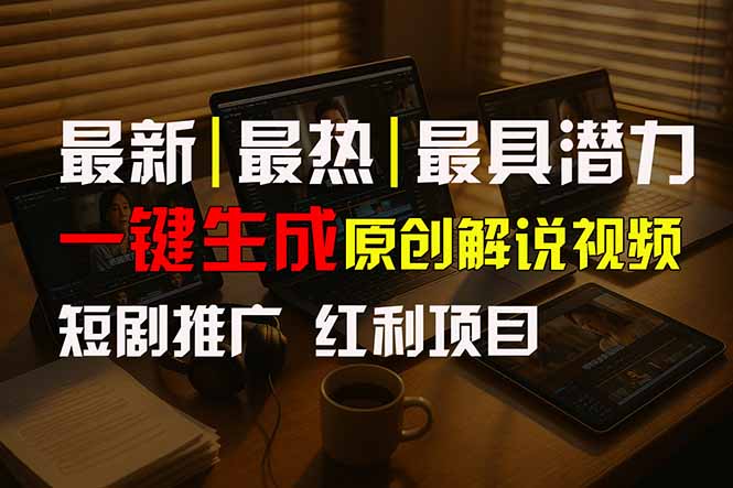 短剧推广新思路，AI一键生成原创解说视频，10分钟产出100条，30天赚了5.5w跨境课程-外贸教程-精品网课-电商运营课库课堂