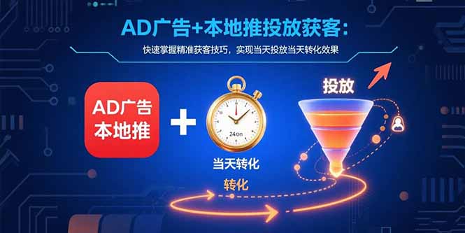 AD广告+本地推投放获客：快速掌握精准获客技巧，实现当天投放当天转化效果跨境课程-外贸教程-精品网课-电商运营课库课堂