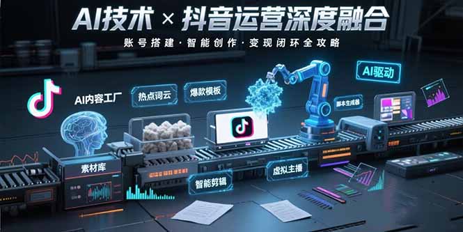 AI技术与抖音运营的深度融合应用：涵盖账号搭建、内容创作、收益变现等跨境课程-外贸教程-精品网课-电商运营课库课堂