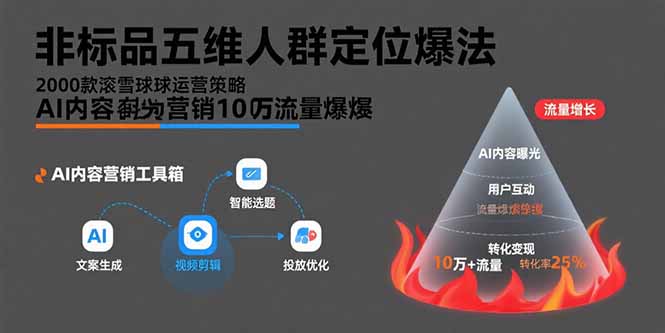 非标品五维人群定位法，2000款滚雪球运营策略，AI内容营销10万流量引爆跨境课程-外贸教程-精品网课-电商运营课库课堂
