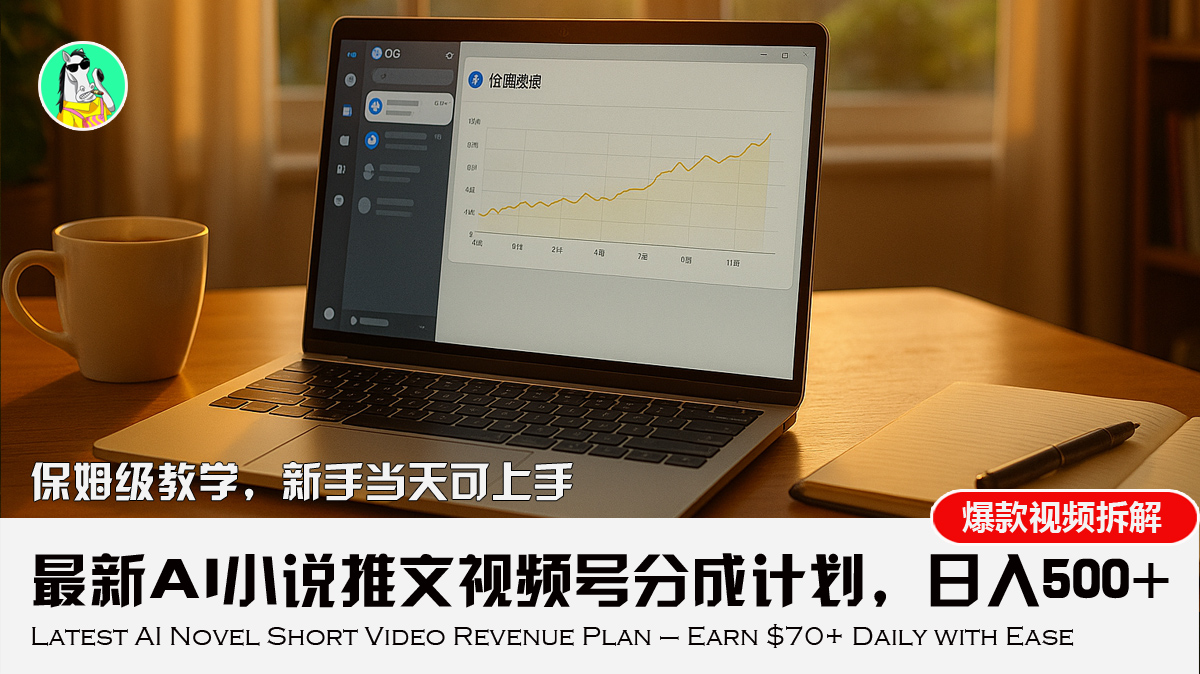 最新AI小说推文视频号分成计划，新手小白也能当天日入500+教程跨境课程-外贸教程-精品网课-电商运营课库课堂