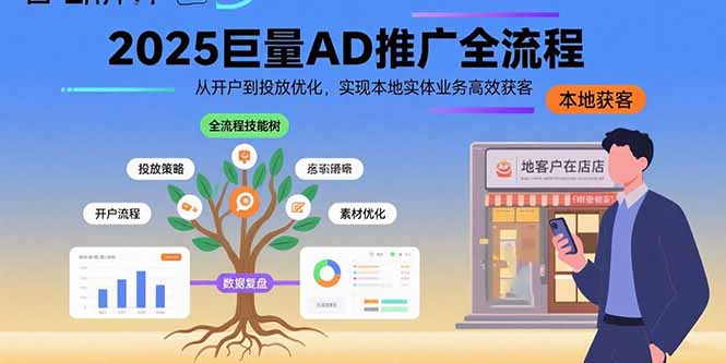 2025巨量AD推广全流程，从开户到投放优化，实现本地实体业务高效获客跨境课程-外贸教程-精品网课-电商运营课库课堂