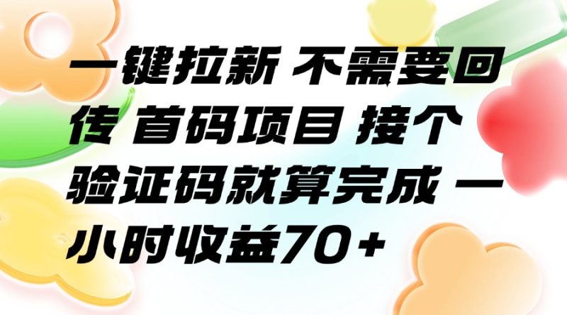 一键拉新 不需要回传 首码项目 接个验证码就算完成 一小时收益70+跨境课程-外贸教程-精品网课-电商运营课库课堂