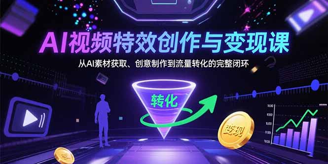AI视频特效创作与变现课：从AI素材获取、创意制作到流量转化的完整闭环跨境课程-外贸教程-精品网课-电商运营课库课堂