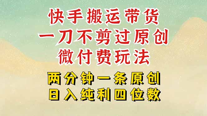 快手黑科技搬运带货，一刀不剪过原创，微付费投流玩法，轻松日入四位数…跨境课程-外贸教程-精品网课-电商运营课库课堂