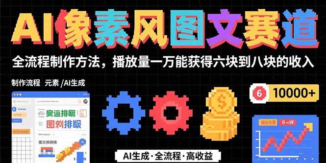 AI像素风图文赛道：全流程制作方法，播放量一万能获得6块到8块的收入跨境课程-外贸教程-精品网课-电商运营课库课堂