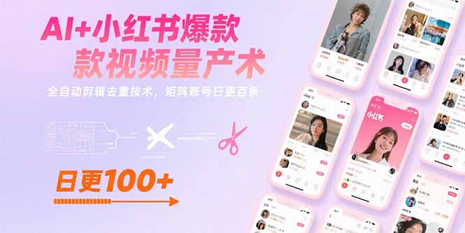 AI+小红书爆款视频量产术：全自动剪辑去重技术，矩阵账号日更百条跨境课程-外贸教程-精品网课-电商运营课库课堂