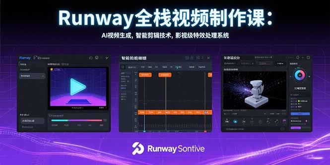 Runway全栈视频制作课：AI视频生成，智能剪辑技术，影视级特效处理系统跨境课程-外贸教程-精品网课-电商运营课库课堂