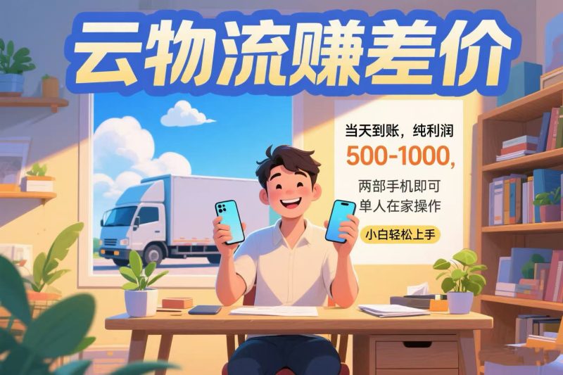 云物流赚差价 当天到账纯利润500-1000 两部手机即可 可单人在家操作 小…跨境课程-外贸教程-精品网课-电商运营课库课堂