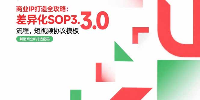 商业IP打造全攻略：差异化SOP3.0流程，短视频协议模板，婚恋项目实战案例跨境课程-外贸教程-精品网课-电商运营课库课堂