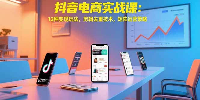 抖音电商实战课：12种变现玩法，剪辑去重技术，矩阵运营策略跨境课程-外贸教程-精品网课-电商运营课库课堂