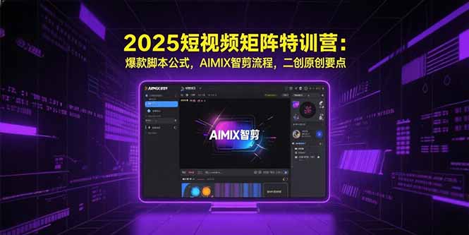 2025短视频矩阵特训营：爆款脚本公式，AIMIX智剪流程，二创原创要点跨境课程-外贸教程-精品网课-电商运营课库课堂