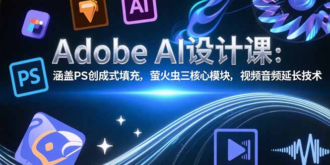Adobe AI设计课：涵盖PS创成式填充，萤火虫三核心模块，视频音频延长技术跨境课程-外贸教程-精品网课-电商运营课库课堂