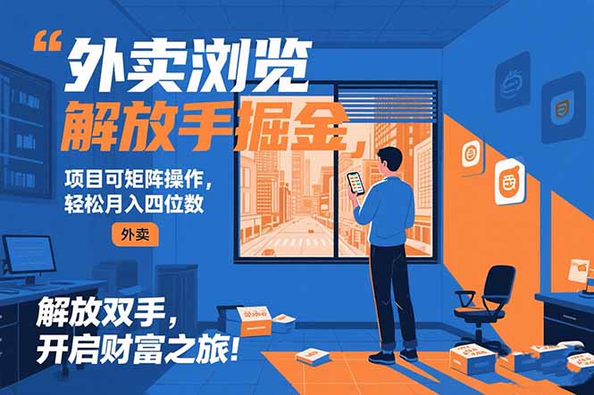 外卖浏览掘金项目 可矩阵操作 轻松日入500+跨境课程-外贸教程-精品网课-电商运营课库课堂