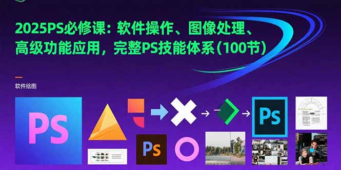 2025PS必修课：软件操作、图像处理、高级功能应用，完整PS技能体系(100节)跨境课程-外贸教程-精品网课-电商运营课库课堂