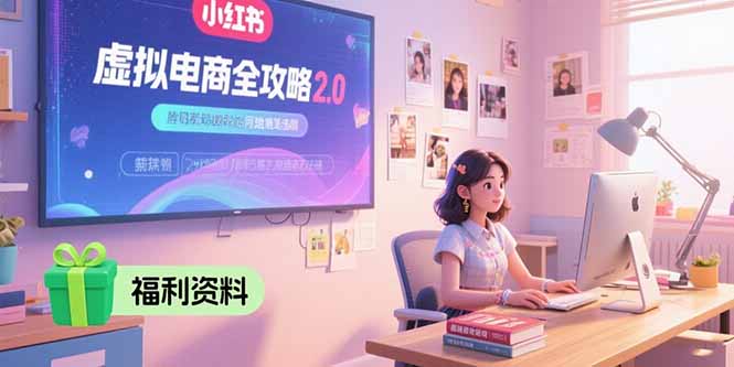 虚拟电商全攻略2.0，开店选品实操流程，账号定位、货源发布、笔记发布技巧跨境课程-外贸教程-精品网课-电商运营课库课堂
