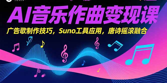 AI音乐作曲变现课，广告歌制作技巧，Suno工具应用，唐诗摇滚融合跨境课程-外贸教程-精品网课-电商运营课库课堂