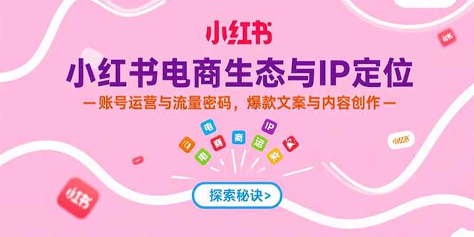 小红书电商生态与IP定位，账号运营与流量密码，爆款文案与内容创作跨境课程-外贸教程-精品网课-电商运营课库课堂