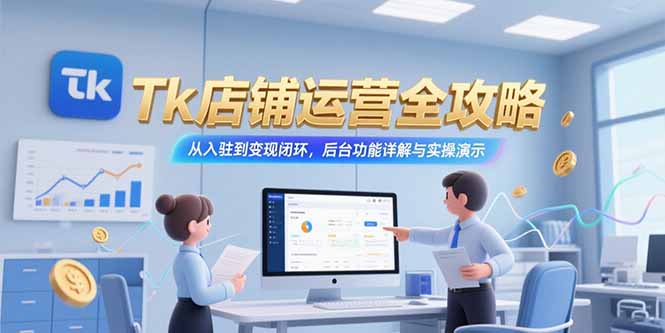 Tk店铺运营全攻略，从入驻到变现闭环，后台功能详解与实操演示跨境课程-外贸教程-精品网课-电商运营课库课堂