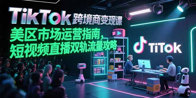 TikTok跨境电商变现课，美区市场运营指南，短视频直播双轨流量攻略跨境课程-外贸教程-精品网课-电商运营课库课堂