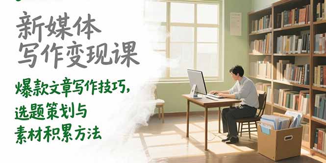 新媒体写作变现课，爆款文章写作技巧，选题策划与素材积累方法跨境课程-外贸教程-精品网课-电商运营课库课堂