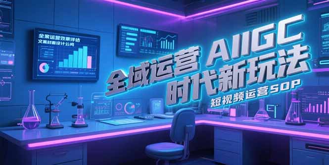 全域运营AIGC时代新玩法，文案封面设计公式，短视频运营SOP跨境课程-外贸教程-精品网课-电商运营课库课堂
