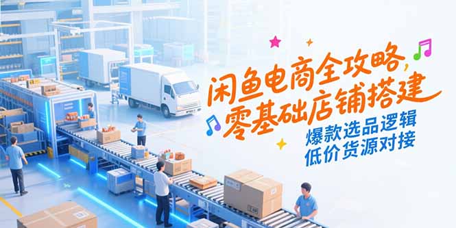 闲鱼电商全攻略，零基础店铺搭建，爆款选品逻辑，低价货源对接跨境课程-外贸教程-精品网课-电商运营课库课堂