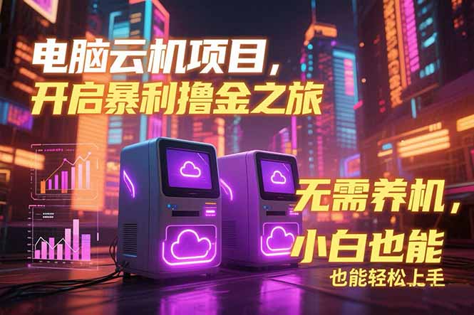 电脑云机项目 暴力撸金玩法，不需要养机 配置没有要求 单机100个窗口一…跨境课程-外贸教程-精品网课-电商运营课库课堂