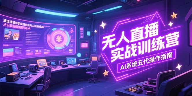 无人直播实操训练营，从设备搭建到话术，AI系统五代操作指南(7月更新)跨境课程-外贸教程-精品网课-电商运营课库课堂
