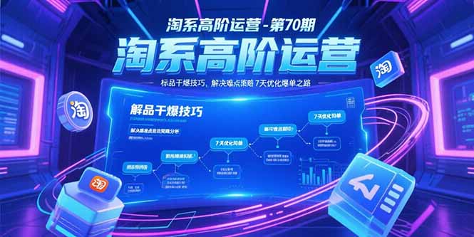 淘系高阶运营-第70期，标品干爆技巧，解决难点策略，大佬操盘方法跨境课程-外贸教程-精品网课-电商运营课库课堂