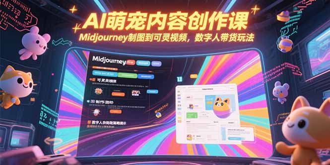 AI萌宠内容创作课，Midjourney制图到可灵视频，数字人带货玩法跨境课程-外贸教程-精品网课-电商运营课库课堂