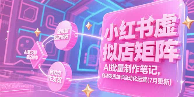 小红书虚拟店矩阵，AI批量制作笔记，自动发货加半自动化运营(7月更新)跨境课程-外贸教程-精品网课-电商运营课库课堂