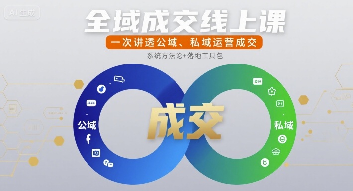 全域成交线上课，一次讲透公域、私域运营成交跨境课程-外贸教程-精品网课-电商运营课库课堂